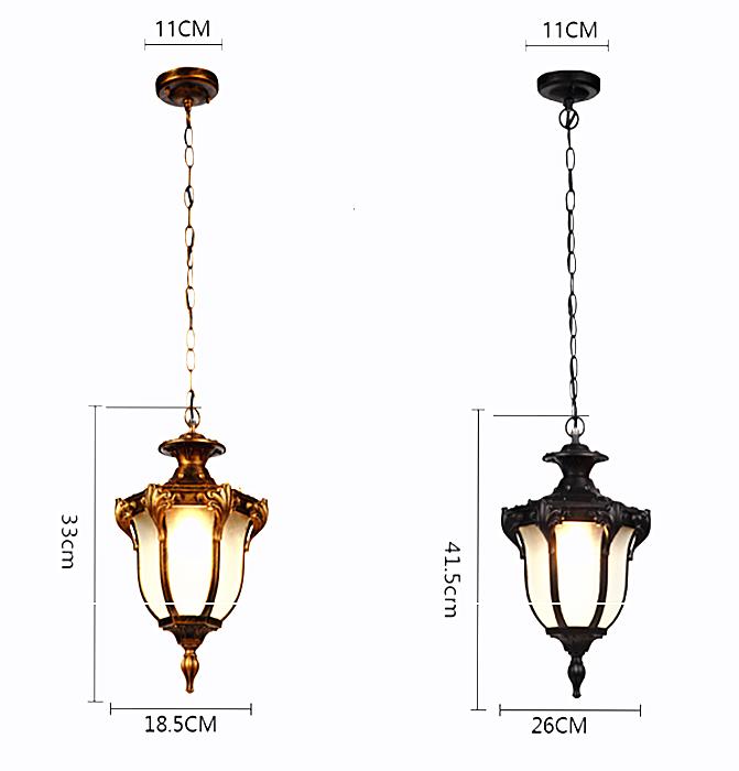 Pendant Lantern Classical Hanging Chandelier Light med LED Bulb