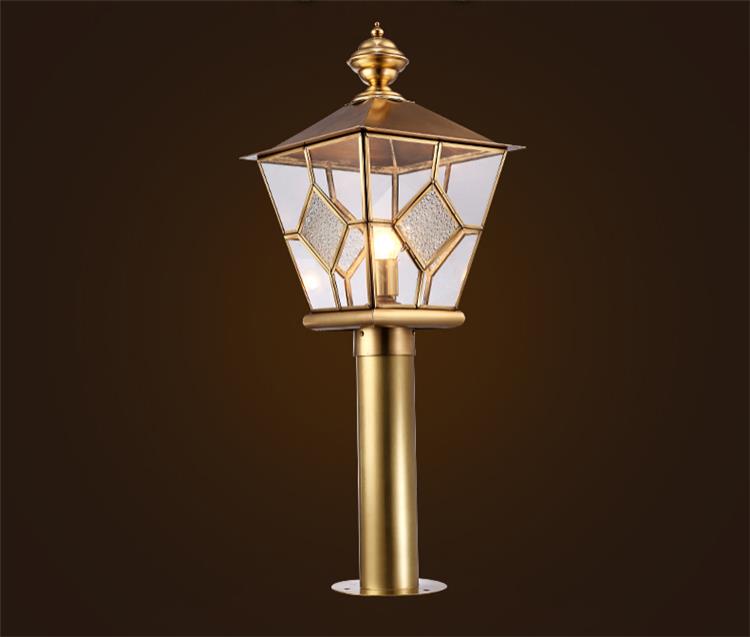 LED kilde E27 1 Light Outdoor Pillar Lantern eller Copper Pillar Light With Tempered Glass