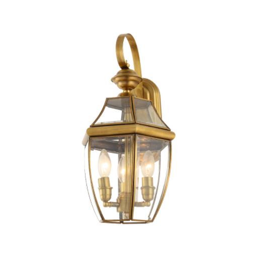Outdoor Polished Brass Full Brass Wall Lantern med Clear Beveled Glass